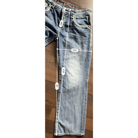 Men's Rock Revival Joshua Relaxed Fit Straight Denim Blue Jeans Sz 36X 30 - Picture 16 of 16